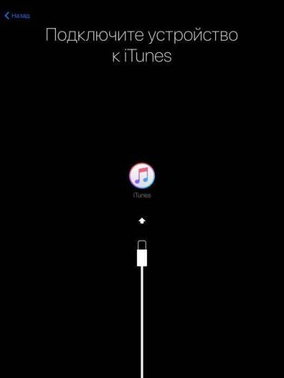 Сообщение на экране iPad Подключитесь к iTunes
