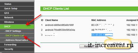 dhcp list