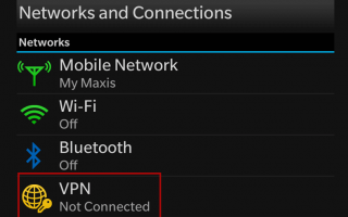 Как настроить VPN на BlackBerry 10?