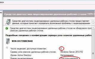 Как задать режим лицензирования удаленных рабочих столов на Windows server 2012
