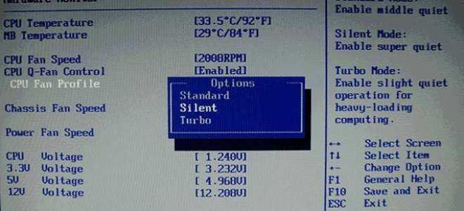 Управление температурой ПК через BIOS